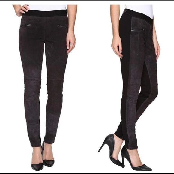 BlankNYC 100% Suede Front Panels Pull On Leather Leggings Pants Size 29 Zip - Picture 1 of 15